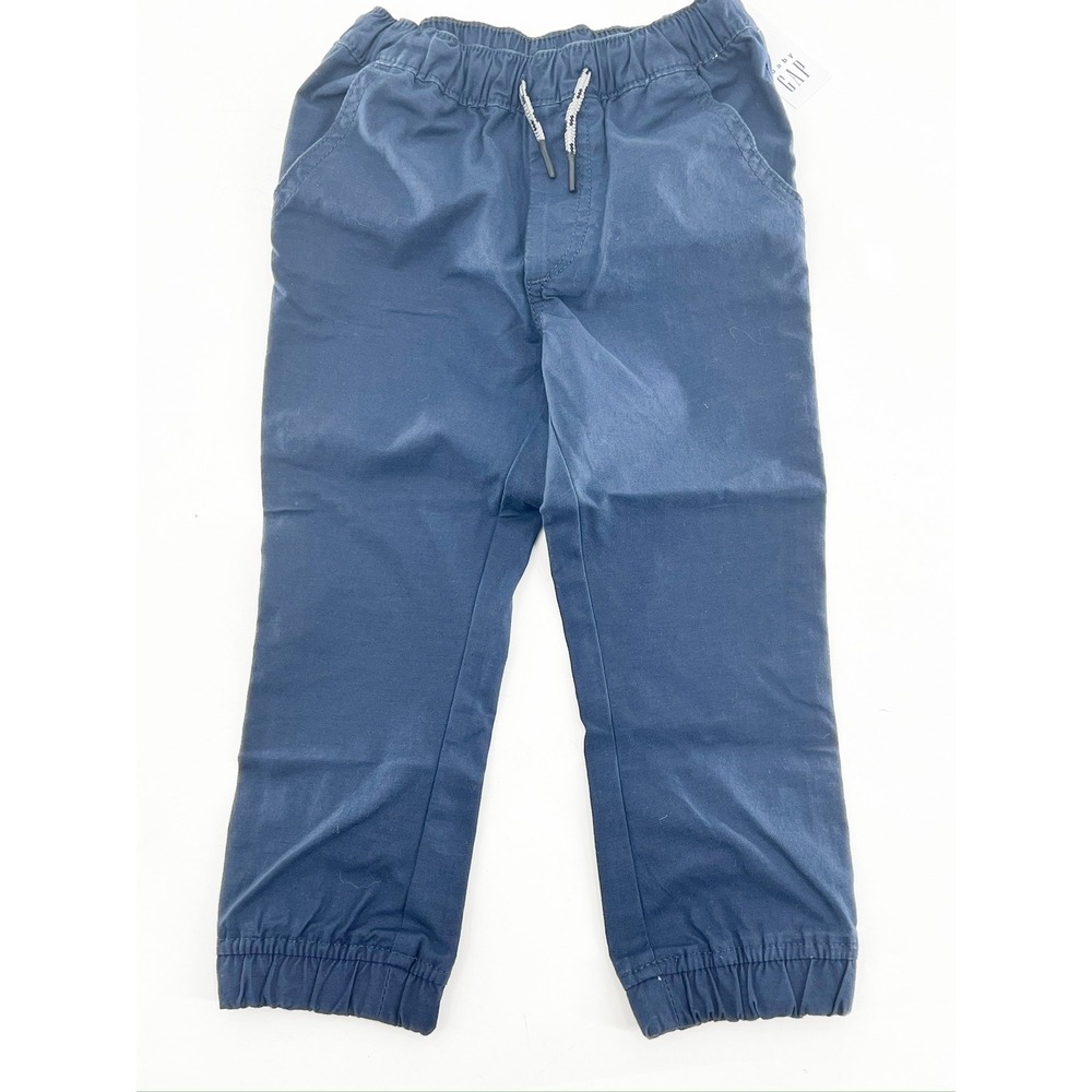 Gap Jogger Pants Kids 3T Navy NEW Cotton Blend Elastic Waist Drawstring Chino